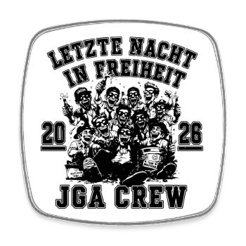JGA 2026 Letzte Nacht in Freiheit JGA Crew - Viereckiger Kühlschrankmagnet - Weiß - Vorne