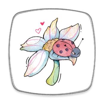 sweet lucky charm ladybug on flower - Square fridge magnet - white - Front