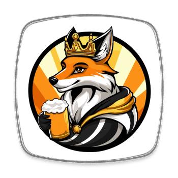Fox Beer Funny - Square fridge magnet - white - Front