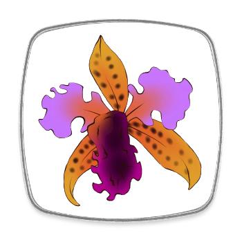 Purple and orange flamboyant iris - Square fridge magnet - white - Front