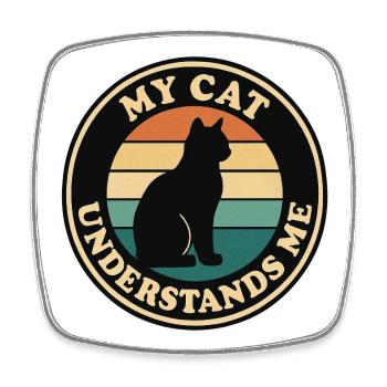 Meine Katze versteht mich Retro Sonnenuntergang - Viereckiger Kühlschrankmagnet - Weiß - Vorne