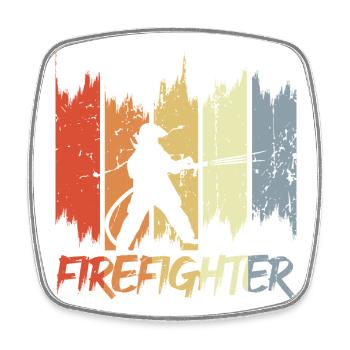 Fire Brigade Retro Look - Square fridge magnet - white - Front