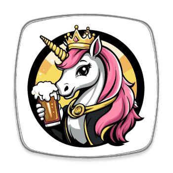 Einhorn Bier Lustig - Viereckiger Kühlschrankmagnet - Weiß - Vorne