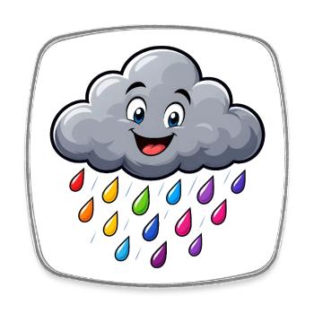 Nuage de pluie coloré Motif météo nuageuse drôle - Magnet carré - blanc - Devant