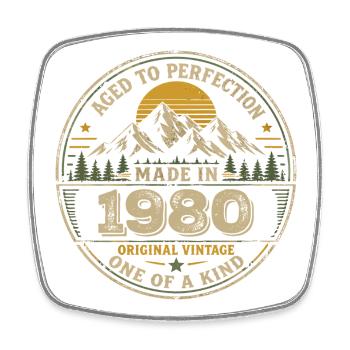 1980 Birthday Party 1980 - Born in 1980 - Square fridge magnet - white - Front