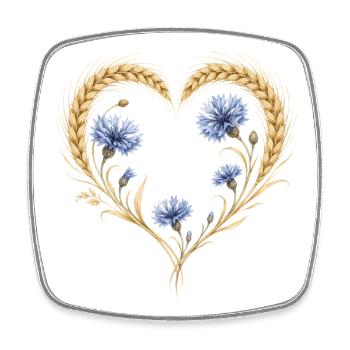 Weizen Herz Kornblume Ähren Natur Blumen Motiv - Viereckiger Kühlschrankmagnet - Weiß - Vorne