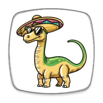 Dinosaur brontosaurus sombrero - Square fridge magnet - white - Front