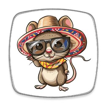 Sombrero drôle de Mouse Comic - Magnet carré - blanc - Devant