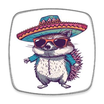 Hedgehog Comic Funny Sombrero - Square fridge magnet - white - Front