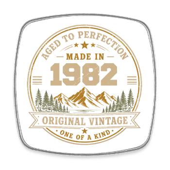 1982 Retro 1982 Vintage 1982 Geschenk 1982 - Viereckiger Kühlschrankmagnet - Weiß - Vorne