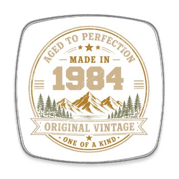 1984 Retro 1984 Vintage 1984 Geschenk 1984 - Viereckiger Kühlschrankmagnet - Weiß - Vorne