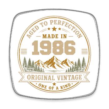 1986 Retro 1986 Vintage 1986 Gift 1986 - Square fridge magnet - white - Front