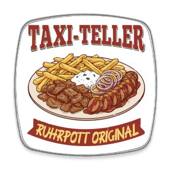 Taxi Teller Shirt, Ruhrpott Kult Imbiss Hoodie - Viereckiger Kühlschrankmagnet - Weiß - Vorne