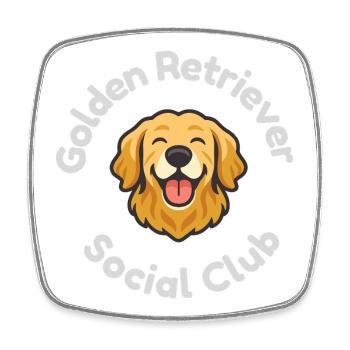 Golden Retriever Social Club - Square fridge magnet - white - Front