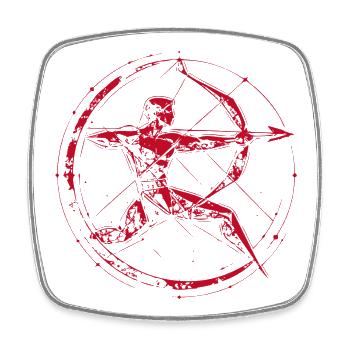 Arc runique rouge en cercle - Magnet carré - blanc - Devant