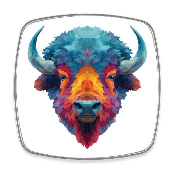Bison - Viereckiger Kühlschrankmagnet - Weiß - Vorne