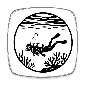 Plongée sous-marine - Magnet carré - blanc - Devant
