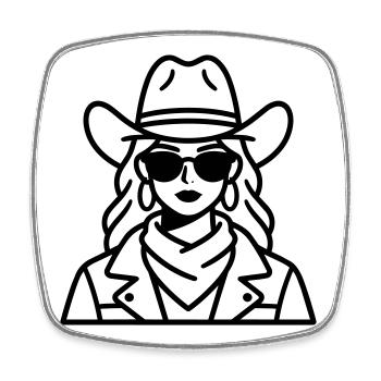 Cowboy girl - Magnet carré - blanc - Devant