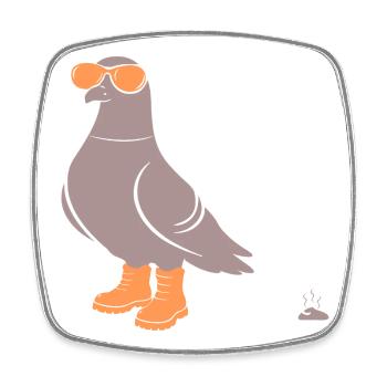 Pigeon Orange - Magnet carré - blanc - Devant