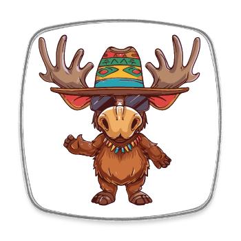 Elch Comic Lustig Sombrero - Viereckiger Kühlschrankmagnet - Weiß - Vorne
