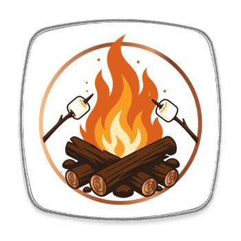 Campfire with Marshmallows Camping Motif - Square fridge magnet - white - Front