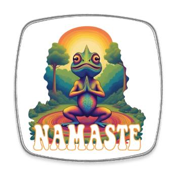 Chamäleon Yoga Namaste - Viereckiger Kühlschrankmagnet - Weiß - Vorne