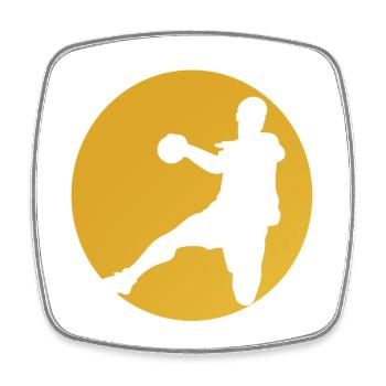 Silhouette jaune de basket - Magnet carré - blanc - Devant
