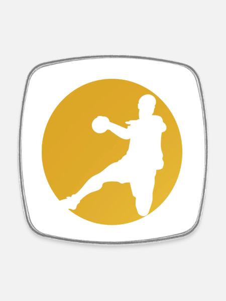 Yellow Basketball Silhouette - Square fridge magnet - white