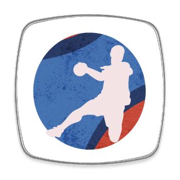Silhouette de basket dans une pop rétro - Magnet carré - blanc - Devant