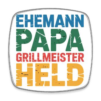 Dad Father Grill Master Hero Fun BBQ - Square fridge magnet - white - Front