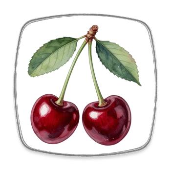 Cherries - Square fridge magnet - white - Front