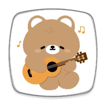 Bear Guitar Serenade - Square fridge magnet - white - Front