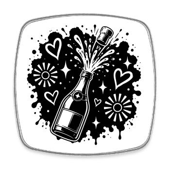 Sektflasche Party Splash Motiv - Square fridge magnet - white - Front