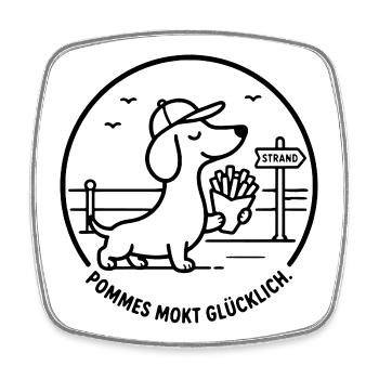 Pommes mokt glücklich Strand Meer Moin Nordisch - Viereckiger Kühlschrankmagnet - Weiß - Vorne