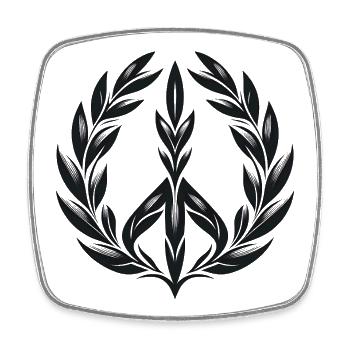 Laurel Wreath Peace - Viereckiger Kühlschrankmagnet - Weiß - Vorne