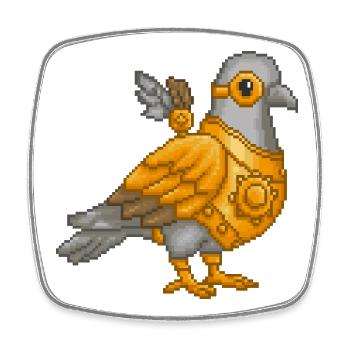 Pigeon steampunk en armure pixel - Magnet carré - blanc - Devant