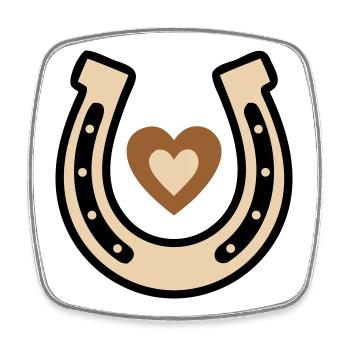 Fer à cheval Cœur Porte-bonheur Équitation - Magnet carré - blanc - Devant