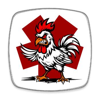 Cartoon rooster on red background - Square fridge magnet - white - Front