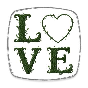 Love Nature - Typographie Végétale et Coeur - Magnet carré - blanc - Devant