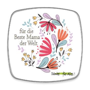 Blumen für die beste Mama - Viereckiger Kühlschrankmagnet - Weiß - Vorne