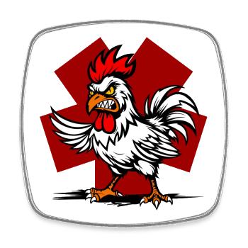 Coq combatif aux yeux jaunes - Magnet carré - blanc - Devant