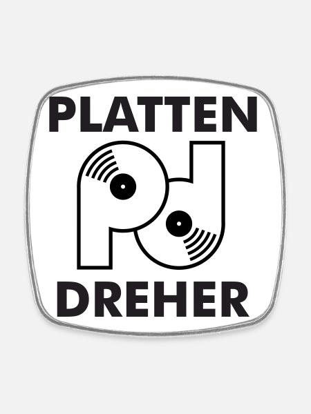 Plate turner logo with lettering - Square fridge magnet - white
