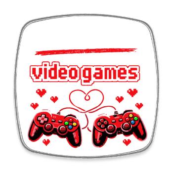 Love of Video Games - Gaming Heart Retro - Square fridge magnet - white - Front