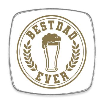Best Dad Ever Bier Emblem für Väter - Viereckiger Kühlschrankmagnet - Weiß - Vorne