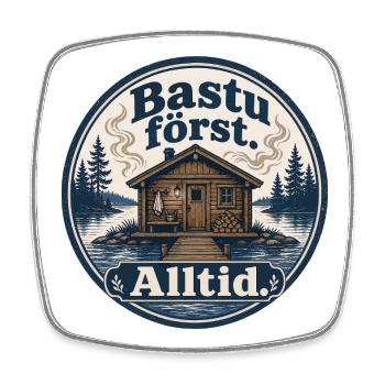 Sauna zuerst, immer schwedischer Humor - Viereckiger Kühlschrankmagnet - Weiß - Vorne