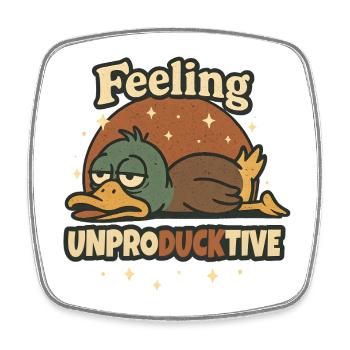 Feeling Unproductive Duck Wortspiel - Viereckiger Kühlschrankmagnet - Weiß - Vorne
