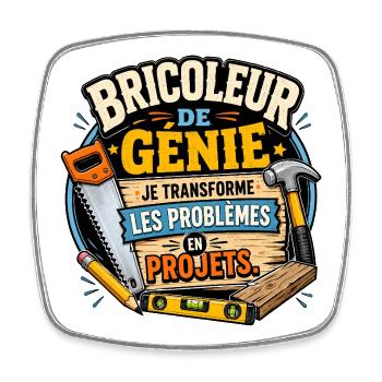 Bricoleur Génie Projets - Magnet carré - blanc - Devant