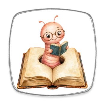 Bookworm - Square fridge magnet - white - Front