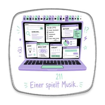 211 Tabs offen — einer spielt Musik - Viereckiger Kühlschrankmagnet - Weiß - Vorne