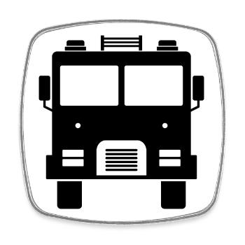 Camion de pompiers - Magnet carré - blanc - Devant